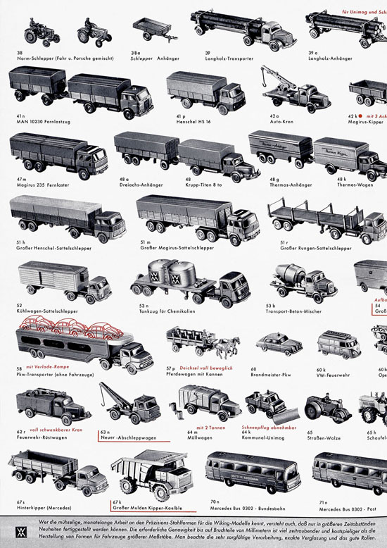 Wiking Katalog 1968, Wiking Modellbau Kataloge, Preisliste 1968, Bildpreisliste 1968, Verkehrsmodelle 1968