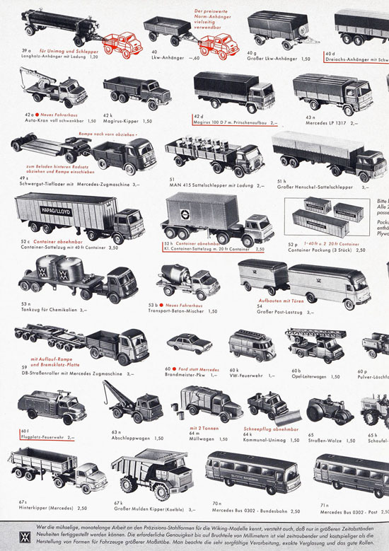 Wiking Katalog 1969, Wiking Modellbau Kataloge, Preisliste 1969, Bildpreisliste 1969, Verkehrsmodelle 1969