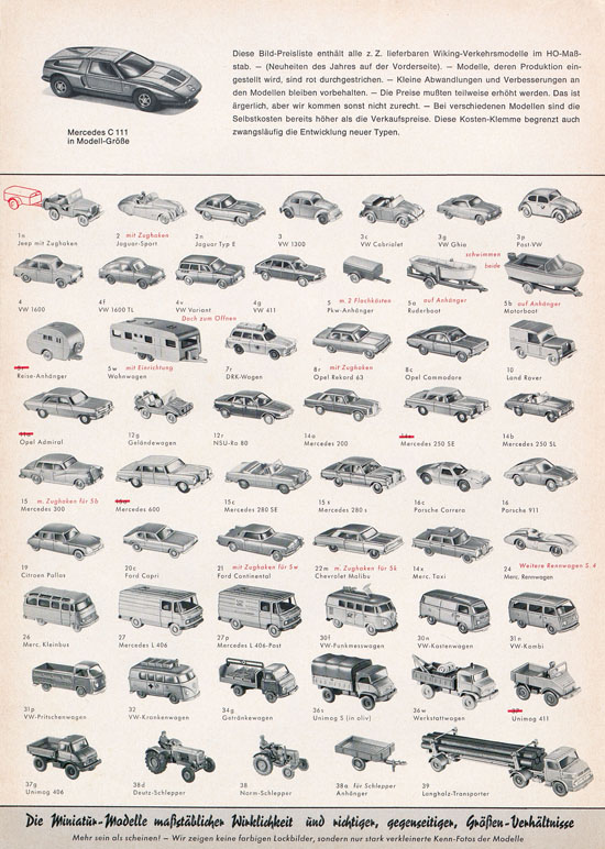 Seite 2 Wiking Katalog 1971, Wiking Modellbau Kataloge, Preisliste 1971, Bildpreisliste 1971, Verkehrsmodelle 1971