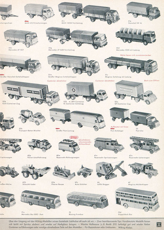 Seite 5 Wiking Katalog 1971, Wiking Modellbau Kataloge, Preisliste 1971, Bildpreisliste 1971, Verkehrsmodelle 1971
