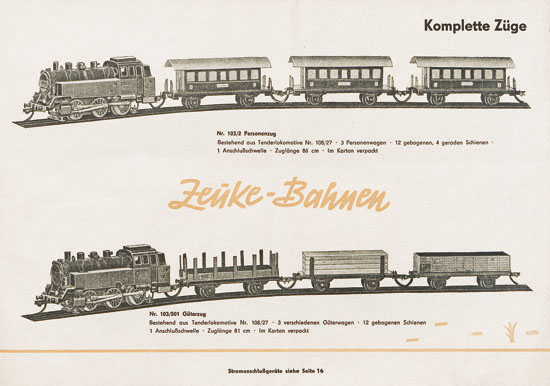 Zeuke-Bahnen Katalog 1957