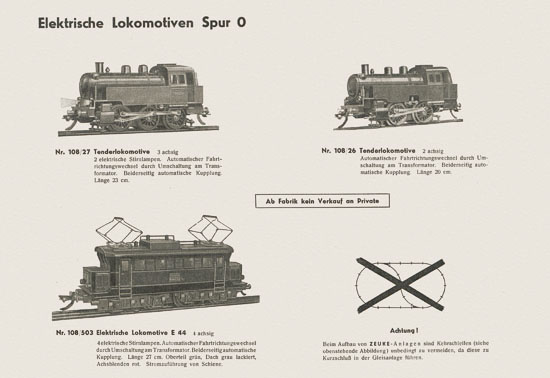 Zeuke-Bahnen Spur 0 Katalog 1955