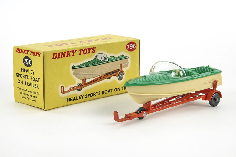 Dinky Toys 796 Healey Sports Boat on trailer