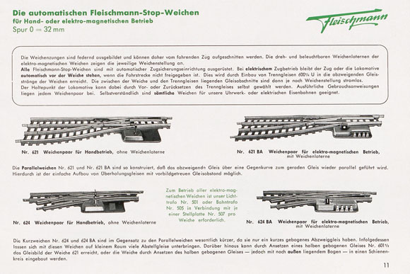 Fleischmann Nr. 624 BA Spur 0 Weichenpaar