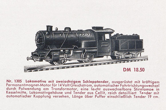 Fleischmann Nr. 1305 Lokomotive mit Schlepptender Spur H0 