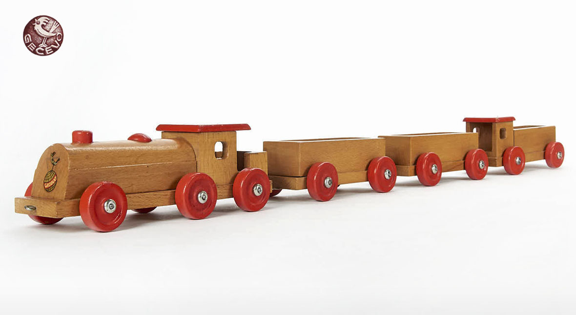 Gecevo Kastenwagenzug, Wooden Toys Train with trailer