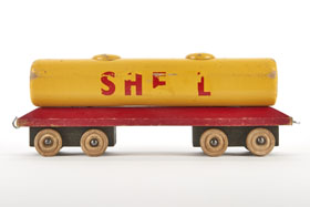 Lego Holzspielzeug Shell Kesselwagen, Lego wooden shell tank car