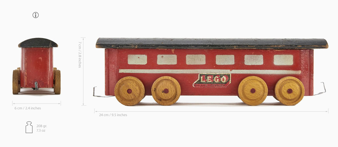 Lego Holzspielzeug Eisenbahn Personenwagen, Lego wooden railway passenger car