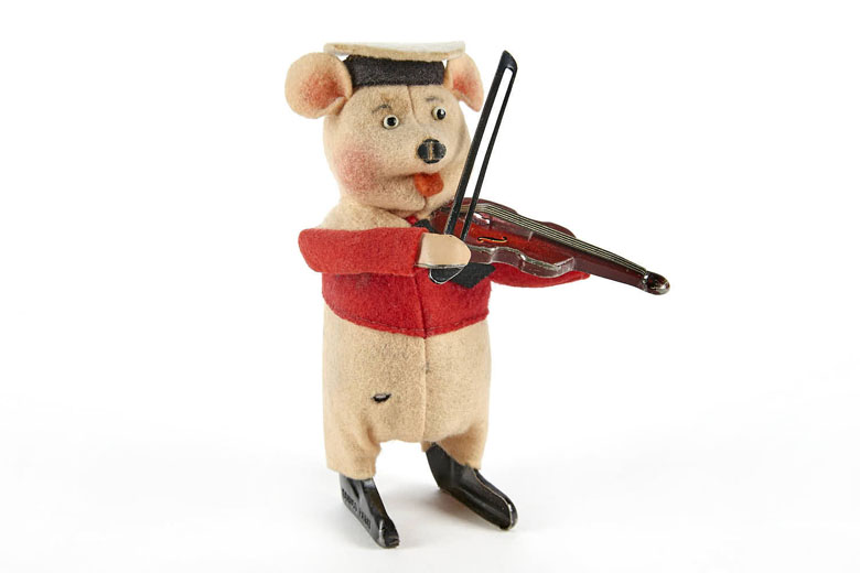 Schuco Tanzfigur Nr. 980/2 Schwein mit Violine und Violinbogen