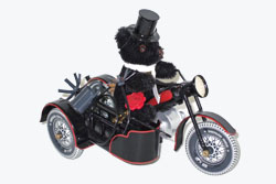Tucher & Walther T 474 Schornsteinfegerbär auf Motorrad